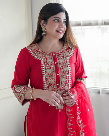 Featuring Premium Red heavy Silk Suit |