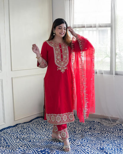 Featuring Premium Red heavy Silk Suit |