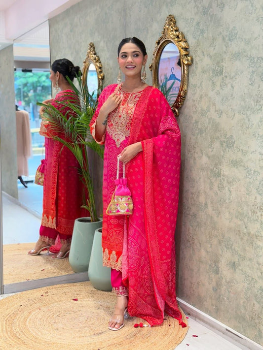   Embroidered Elegant Straight Kurta with Pant and Dupatta – Festive Ethnic Wear Women