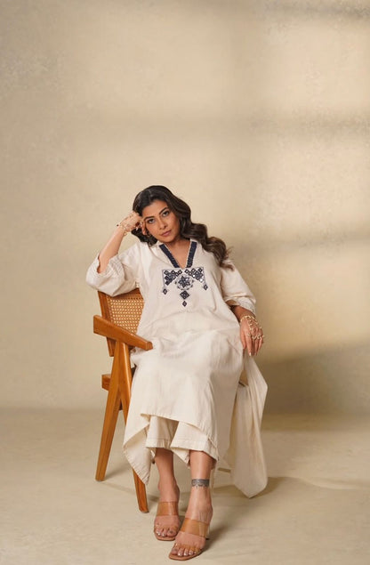 Premium Aari Embroidery Kurti Pant Set | Ethnic Wear | Muntahaa