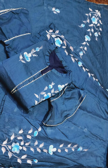 This Hand Painted Chanderi Lehenga Set |