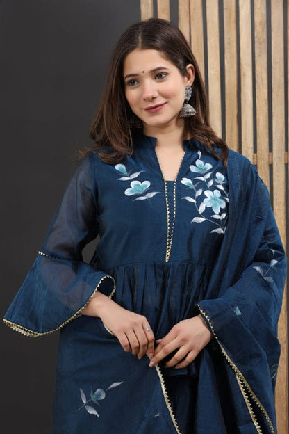 This Hand Painted Chanderi Lehenga Set |