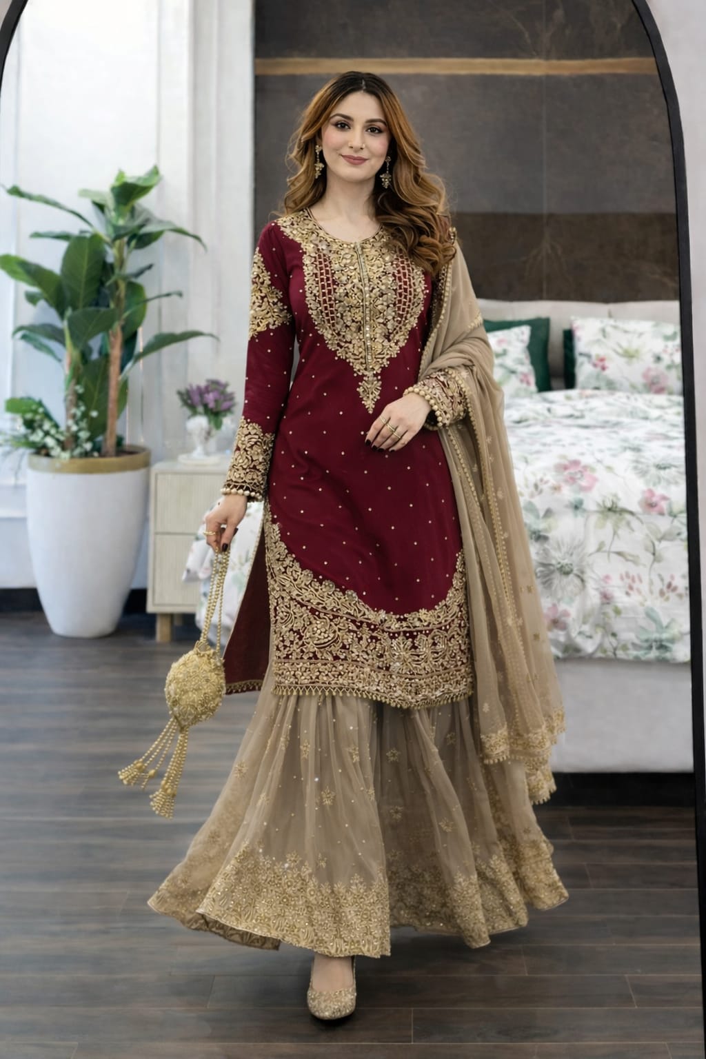 Traditional gharara dupatta set - designer ethnic wear for weddings and parties
