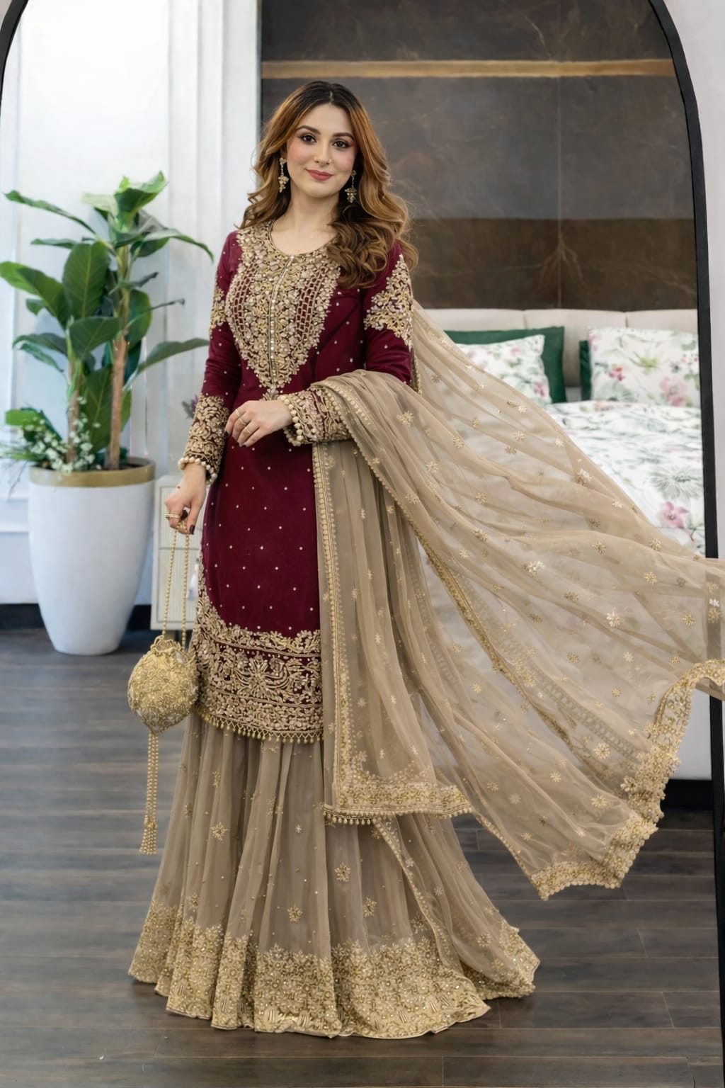 Premium gharara set with dupatta - elegant party wear for festive occasions
