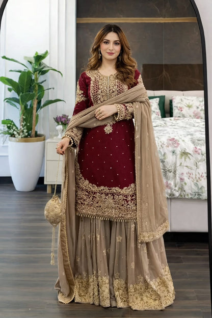 Designer party wear gharara dupatta set - traditional ethnic wear  India | for women
