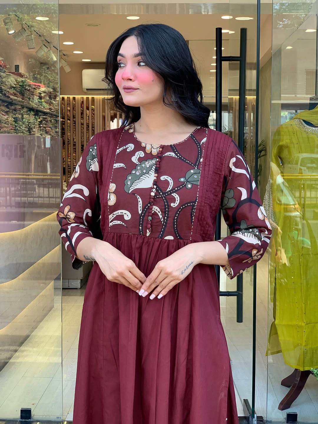  Hand embroidery work on premium cotton kurta set - luxury ethnic wear