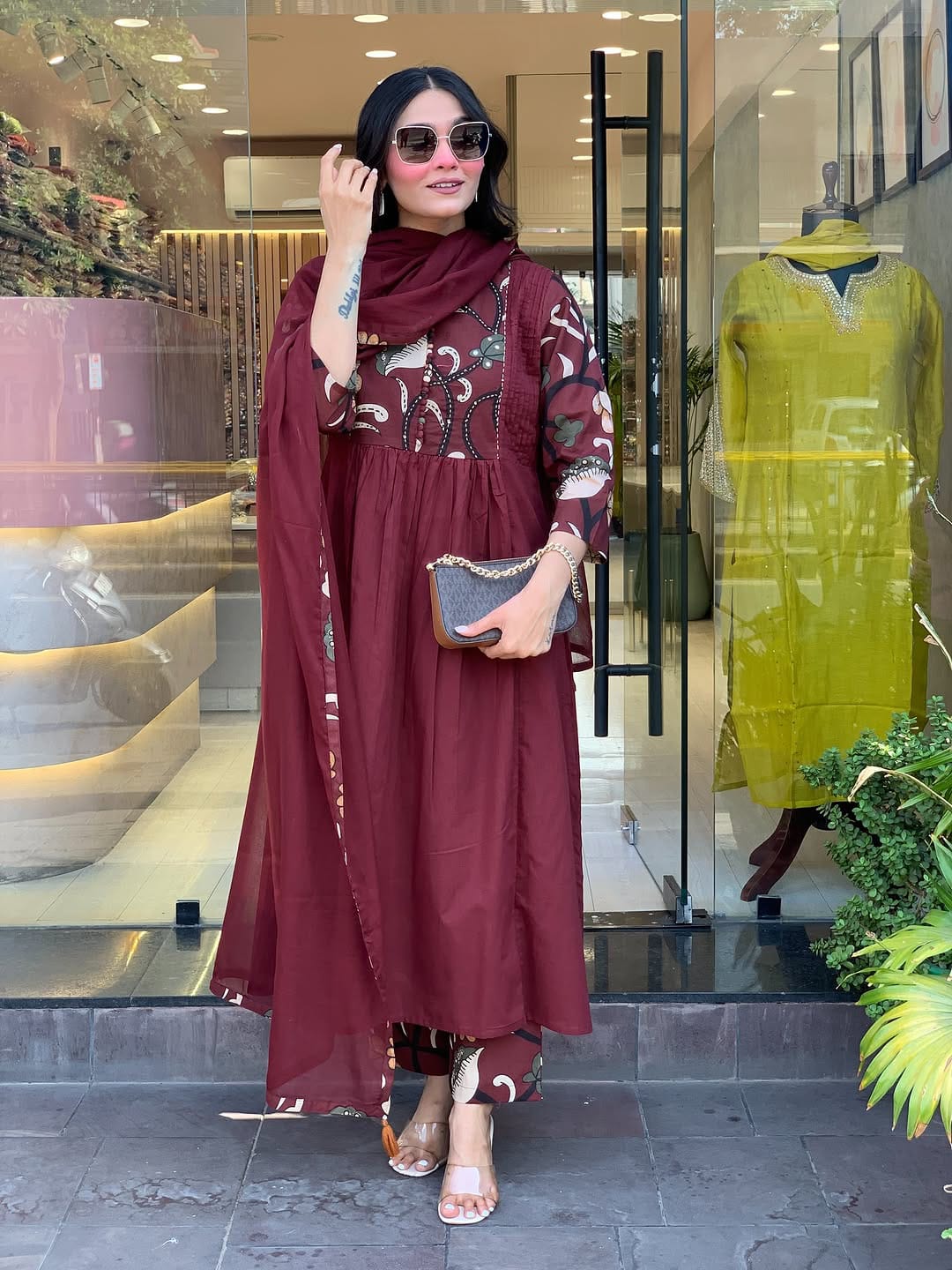 Cotton kurta pant set with dupatta - premium ethnic ensemble for festive occasions
