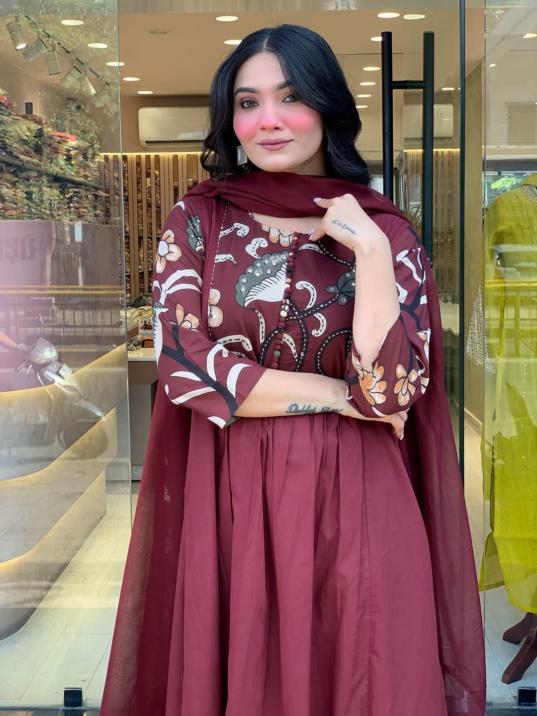  Hand embroidery work on premium cotton kurta set - luxury ethnic wear
