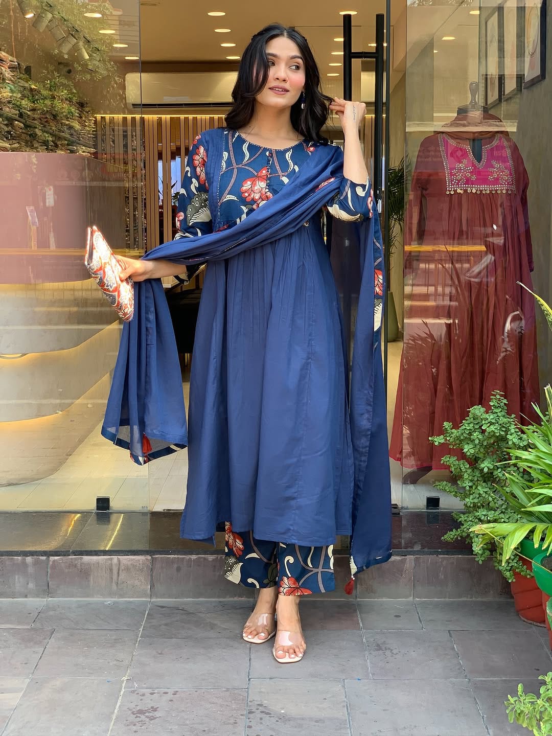 Cotton kurta pant set with dupatta - premium ethnic ensemble for festive occasions
