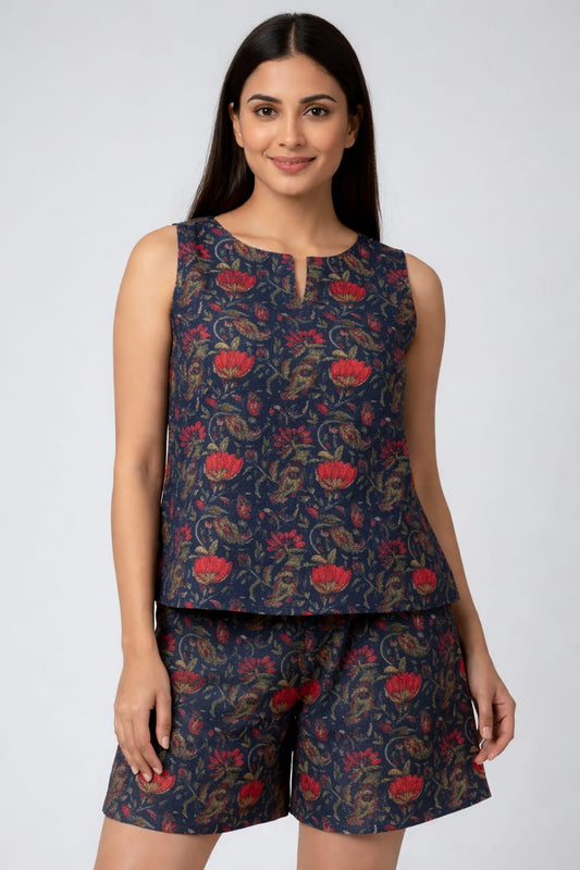 Midnight Floral Co-ord Set – Elegant Casual Chic | Muntahaa