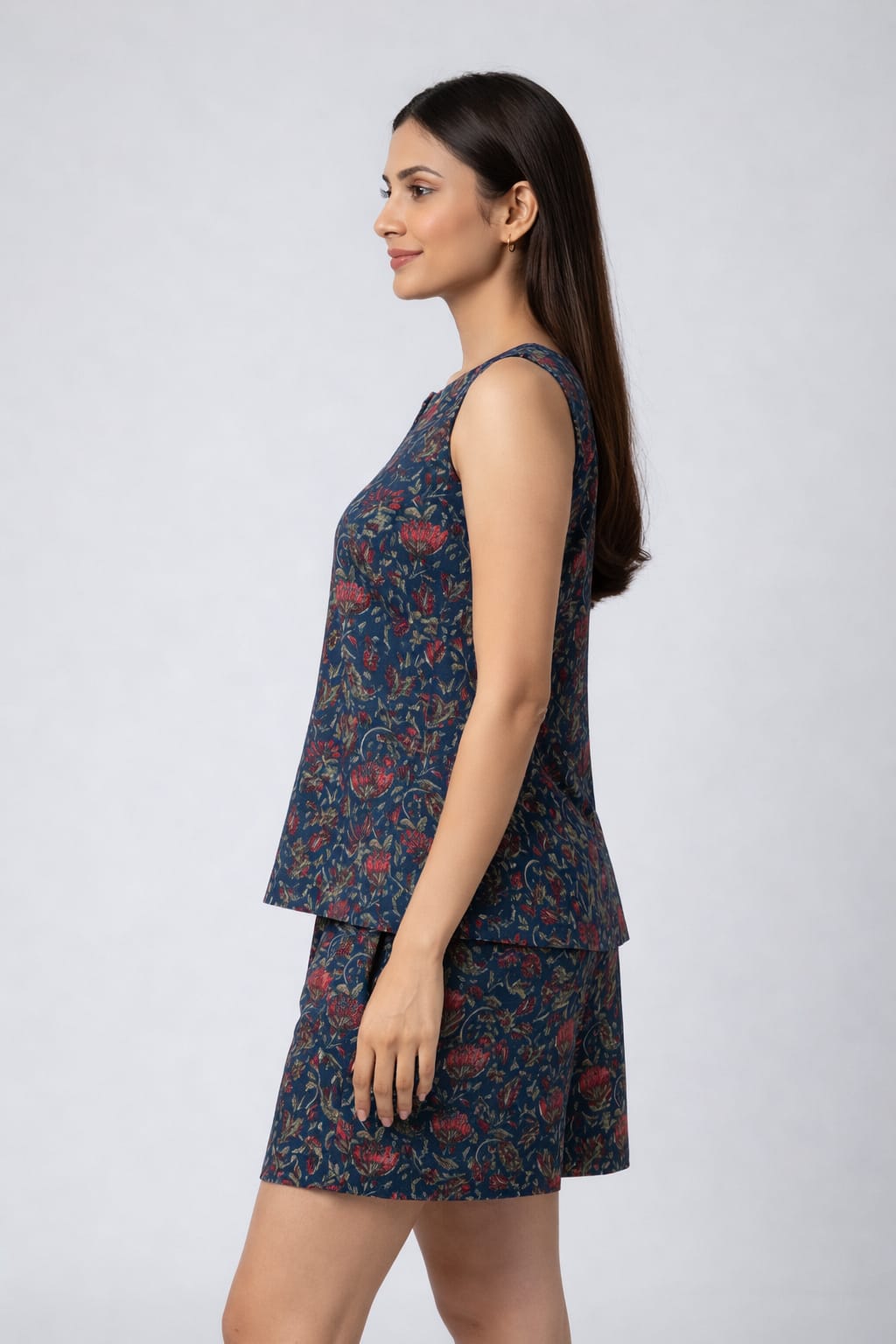  Muntahaa Midnight Floral Co-ord Set – Side View Lightweight Casual Wear