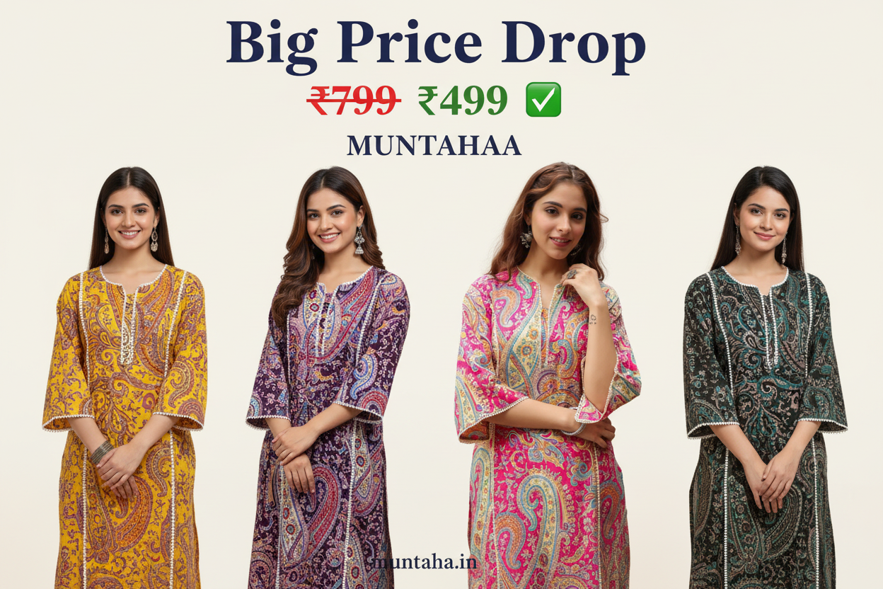 Big Price Drop Banner - Pakistani Kurta 4 Colours