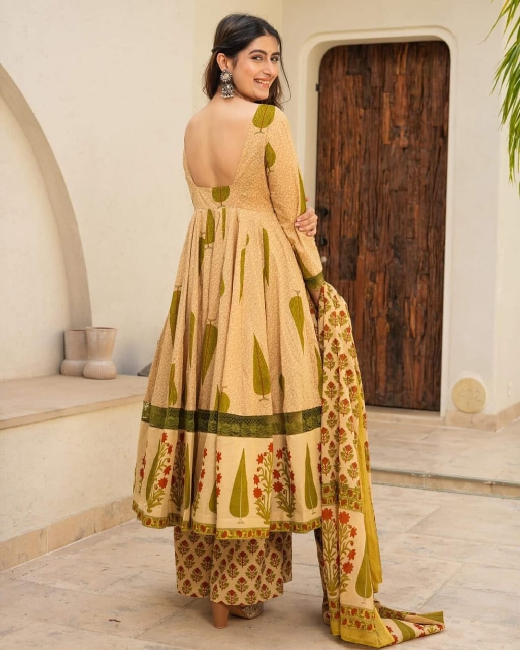 Premium Cotton Anarkali Set Full Look - Muntahaa
