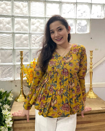 Women Floral Print Pure Cotton Flared Kurta